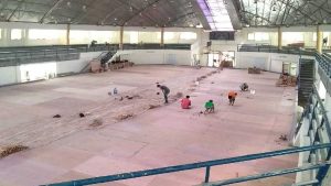 Kemegahan GOR Adiarsa Sport Hall Karawang Dengan Parquet Penjual lantai kayu Indonesia