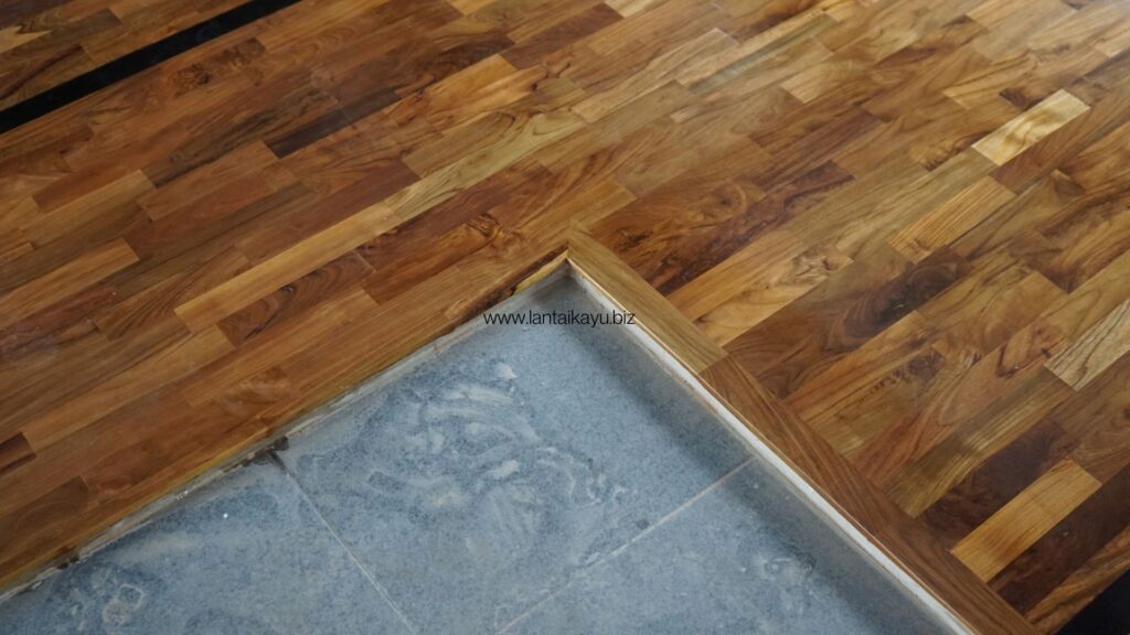 Jual Lantai Kayu Jati Grade A Dan Biaya Pasang Hasil pemasangan parket kayu Jati