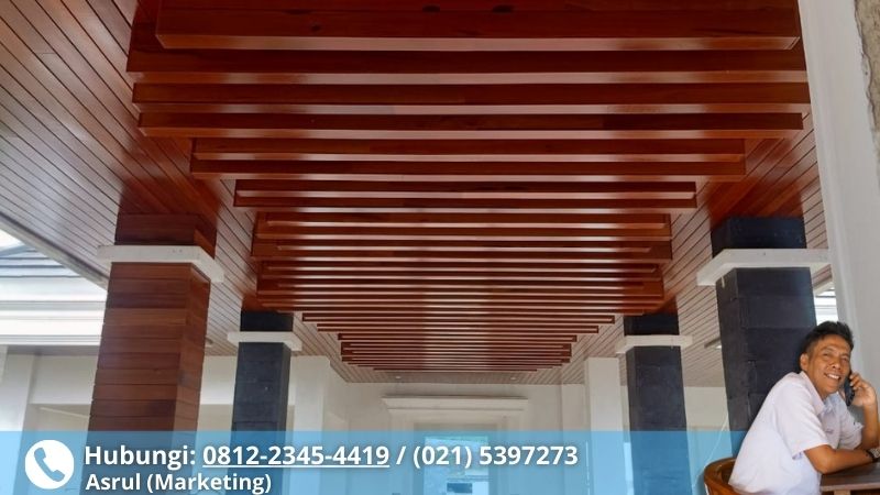 Jual Plafon Kayu Untuk Dekorasi Hotel di Ubud Bali Plafon Kayu Merbau