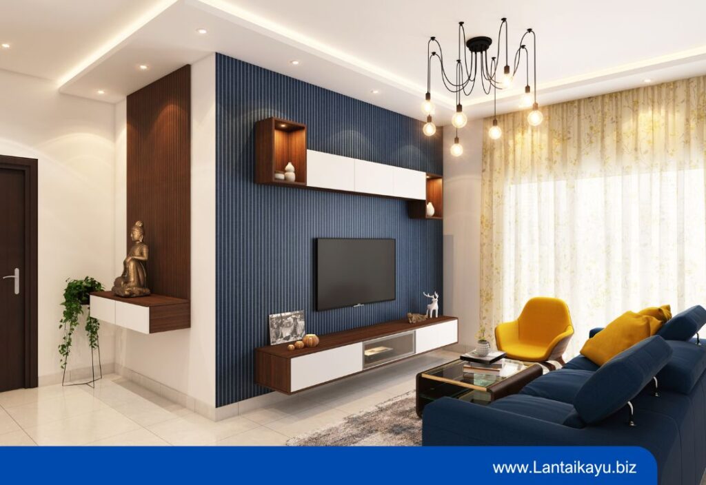 Ide Desain Backdrop TV yang Akan Mempercantik Interior Rumah Backdrop TV Menggunakan Wall Panel WPC